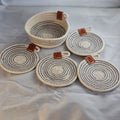 Rope Coaster Set of 4 with Storage Bowl, Grey & Cream