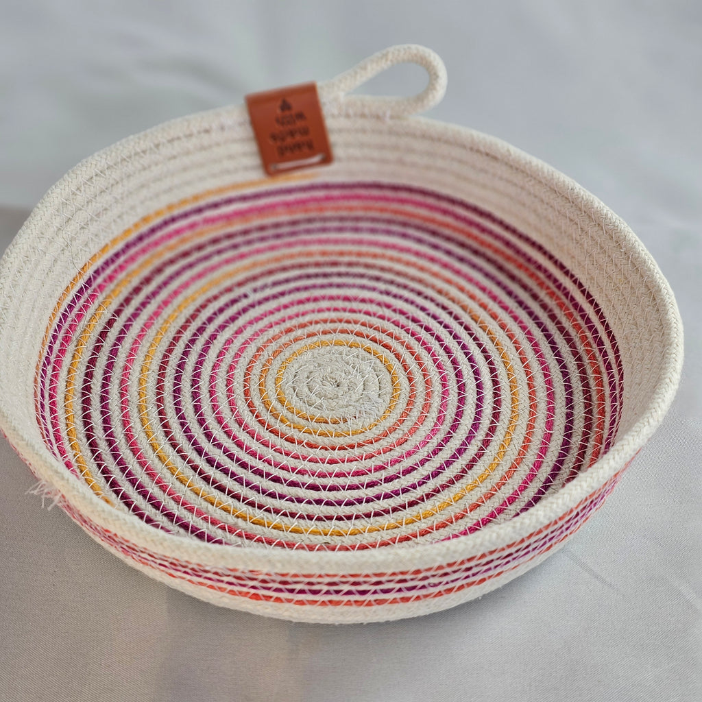 Rope Bowl, Small Size, Variegated Pink & Orange
