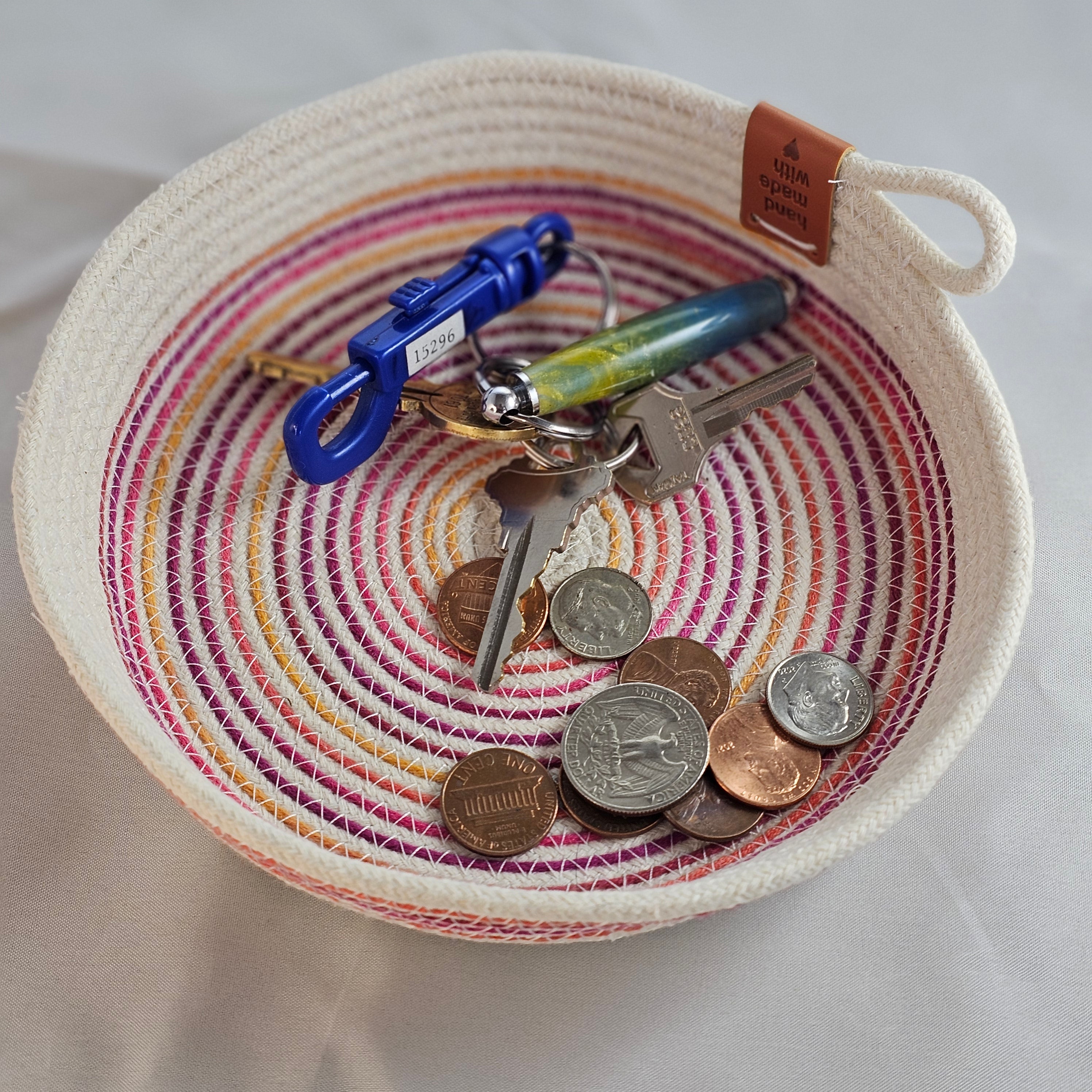 Rope Bowl, Small Size, Variegated Pink & Orange