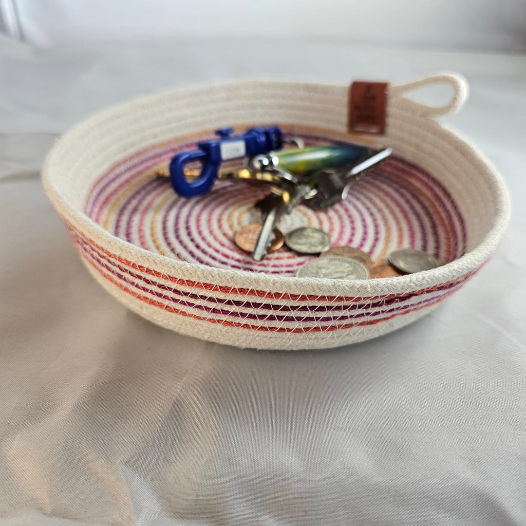 Rope Bowl, Small Size, Variegated Pink & Orange