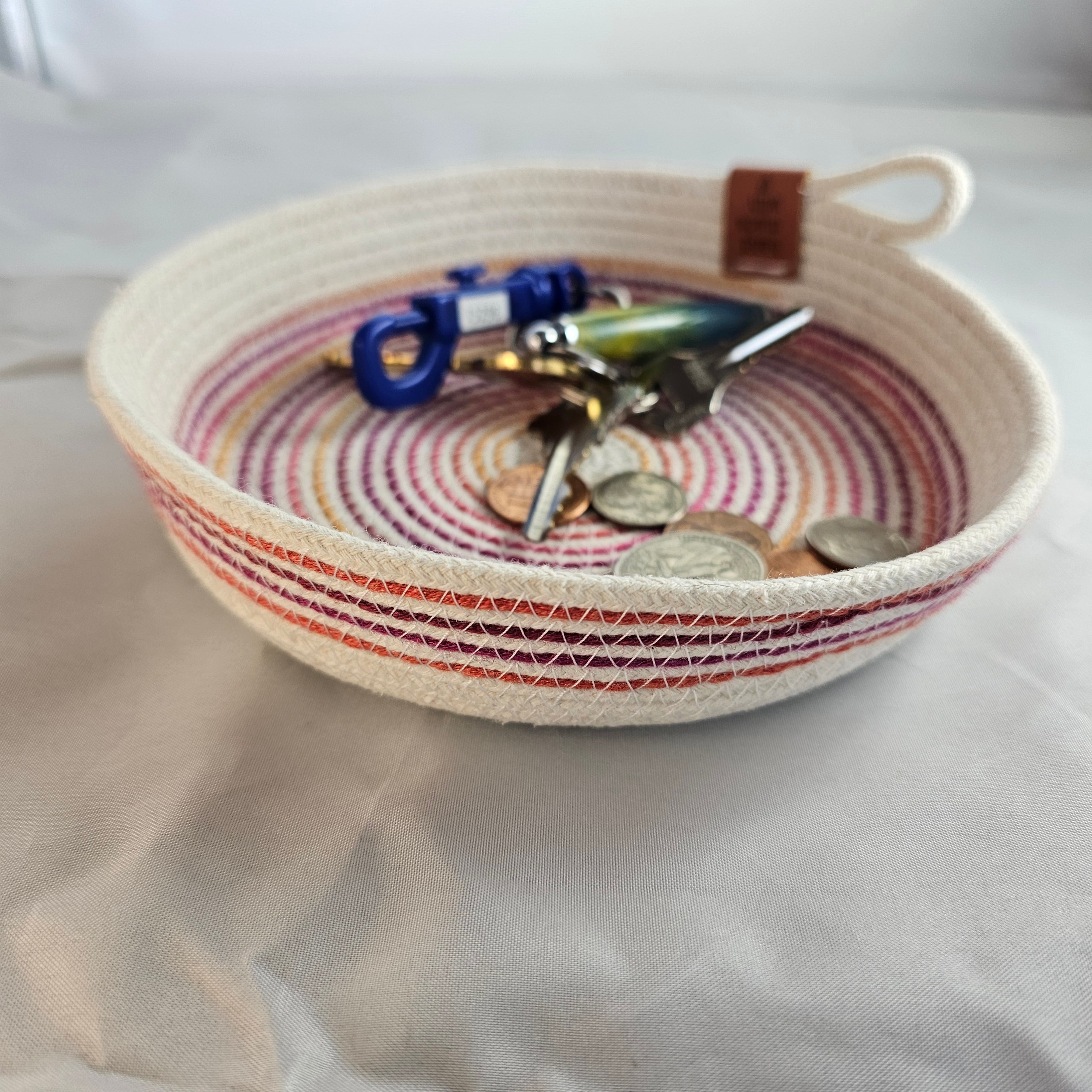 Rope Bowl, Small Size, Variegated Pink & Orange