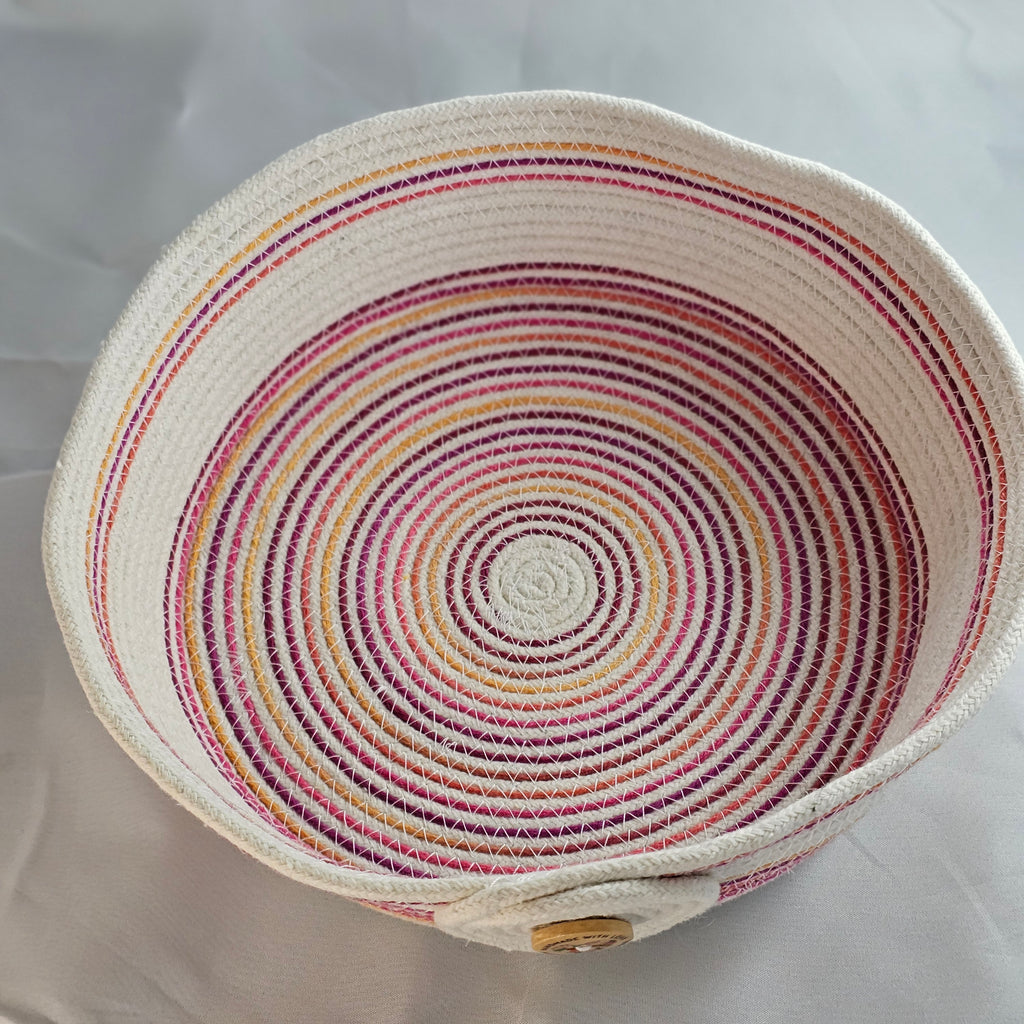 Rope Bowl, Medium, Variegated Pink, Orange & Cream