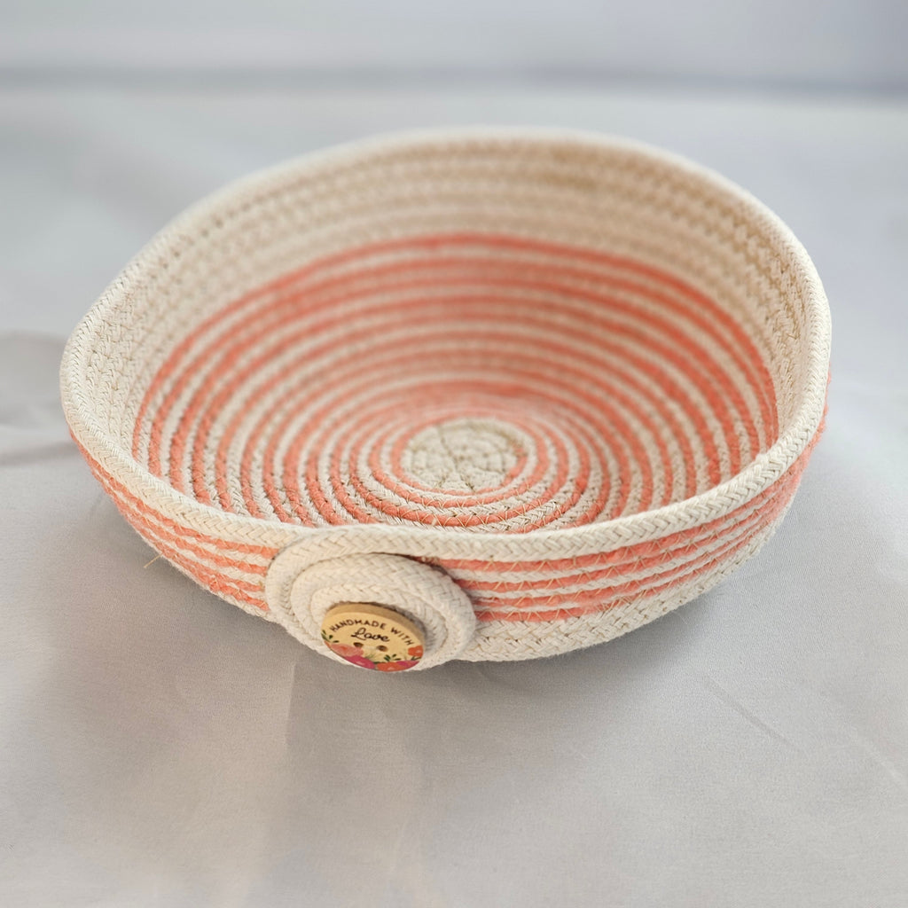 Rope Bowl, Small, Coral & Cream