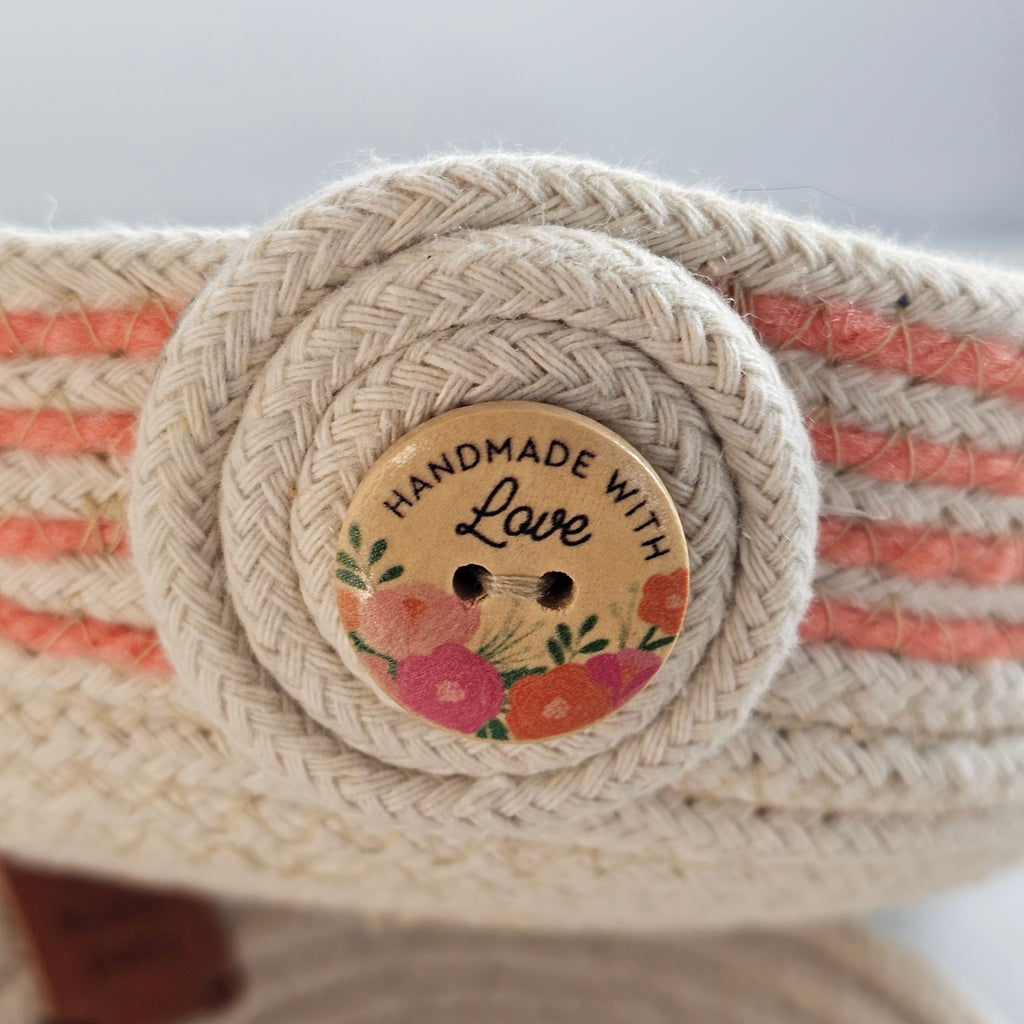Rope Bowl, Small, Coral & Cream