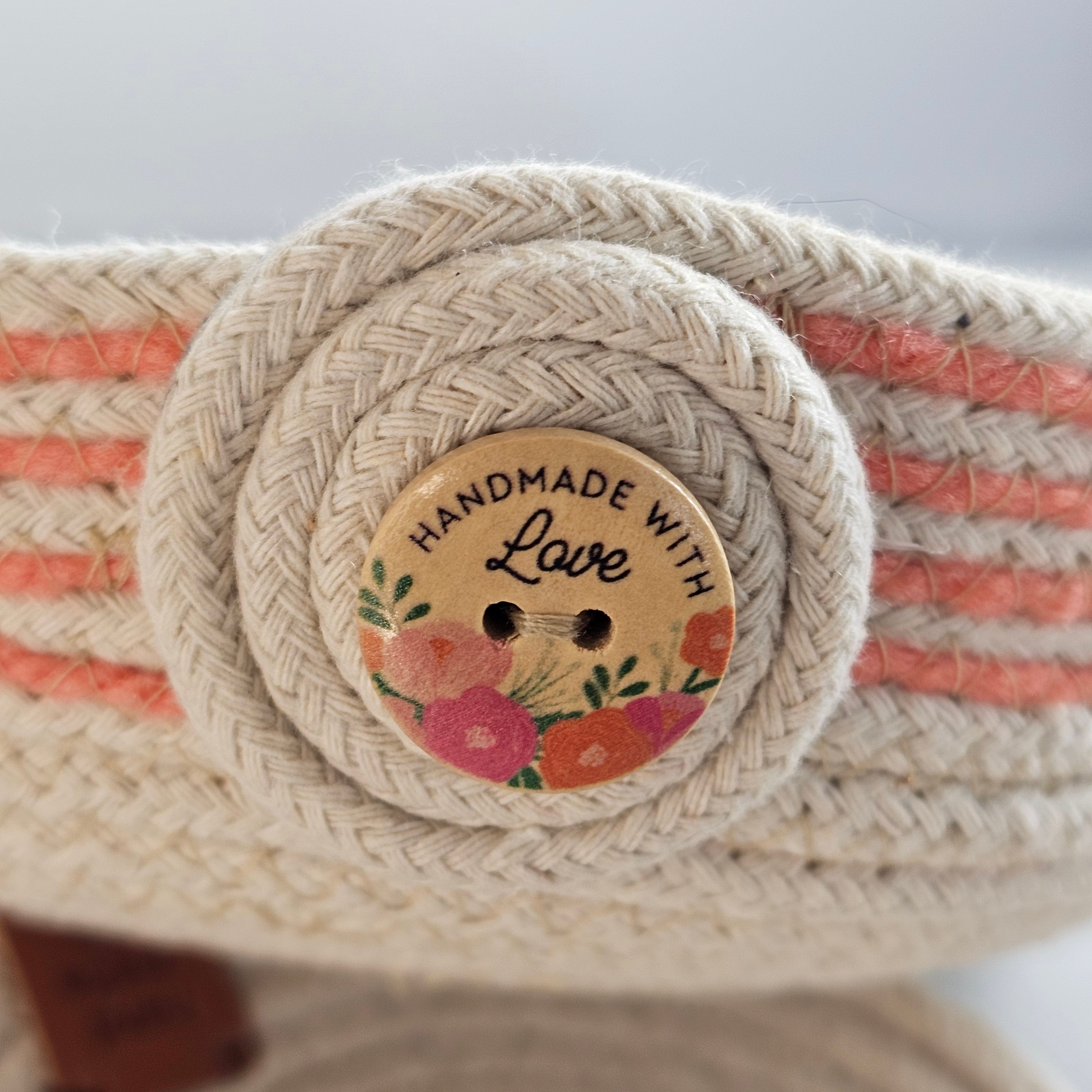 Rope Bowl, Small, Coral & Cream