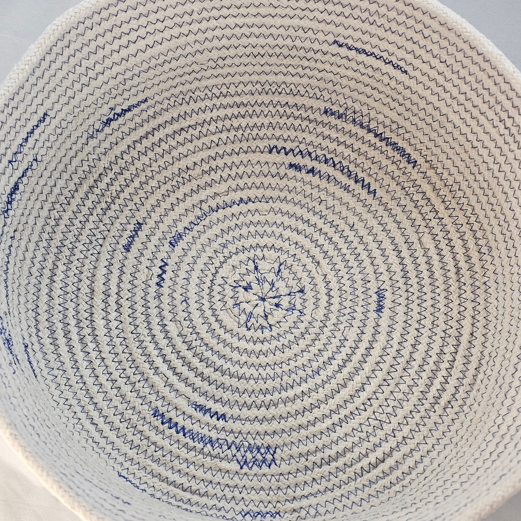 Rope Bowl, Medium Size, Blue & Cream