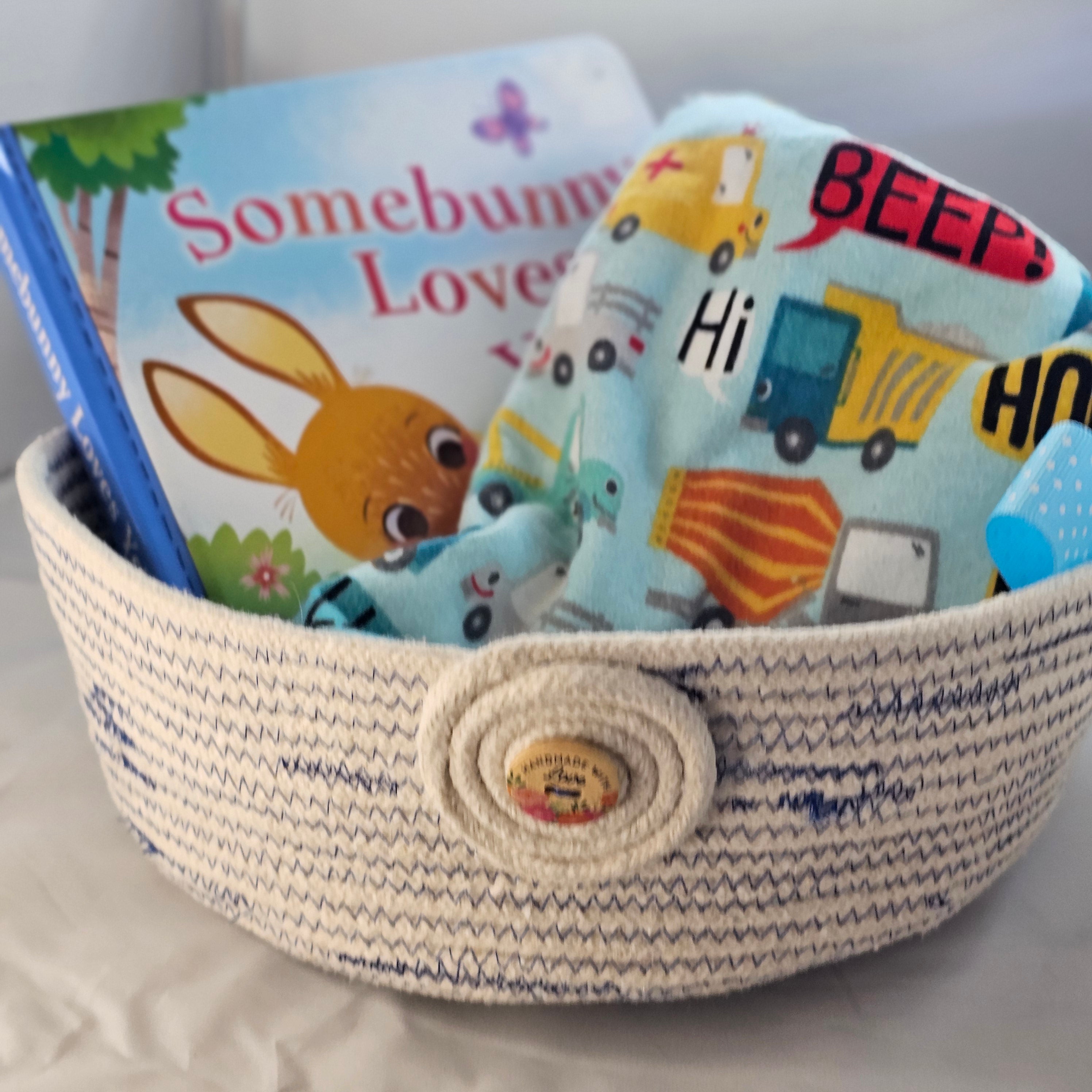 Rope Bowl, Medium Size, Blue & Cream