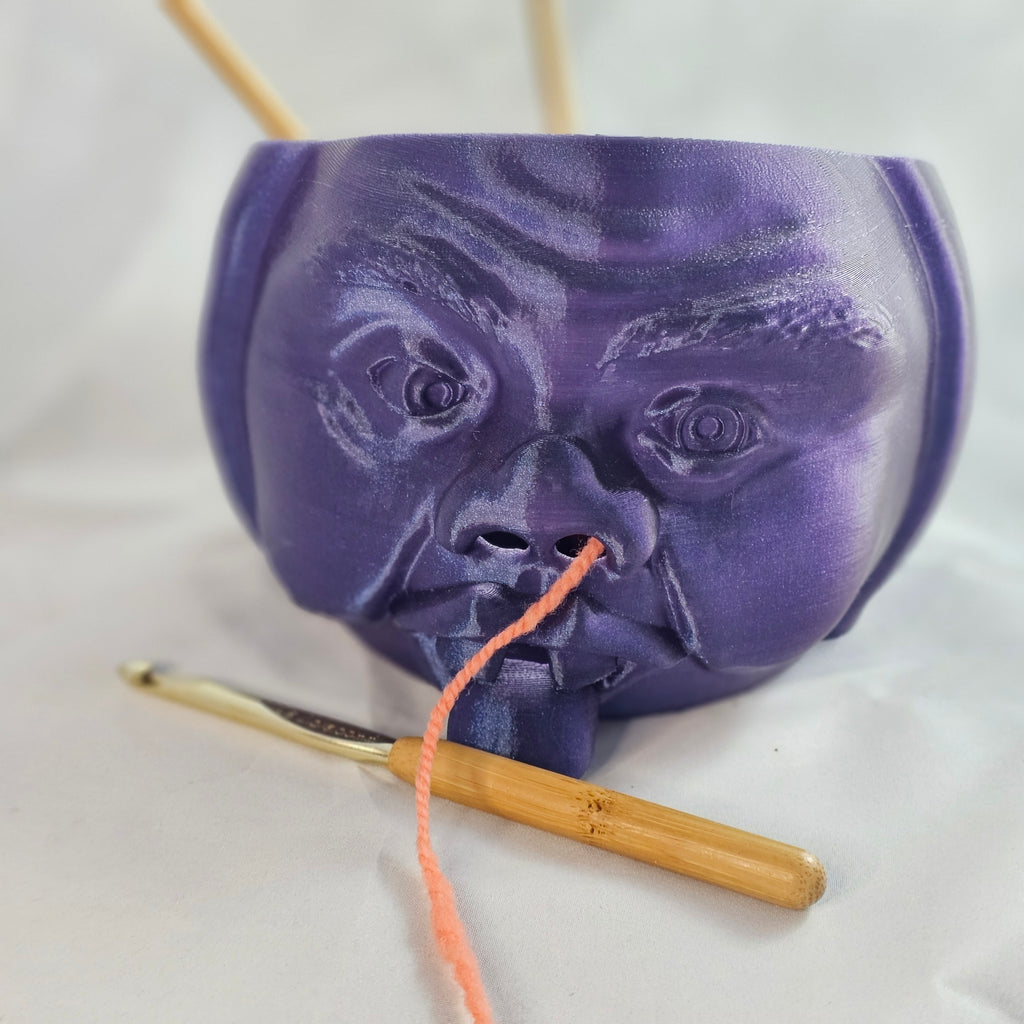Yarn Bowl, Old Man Head, Silver, 3D printed
