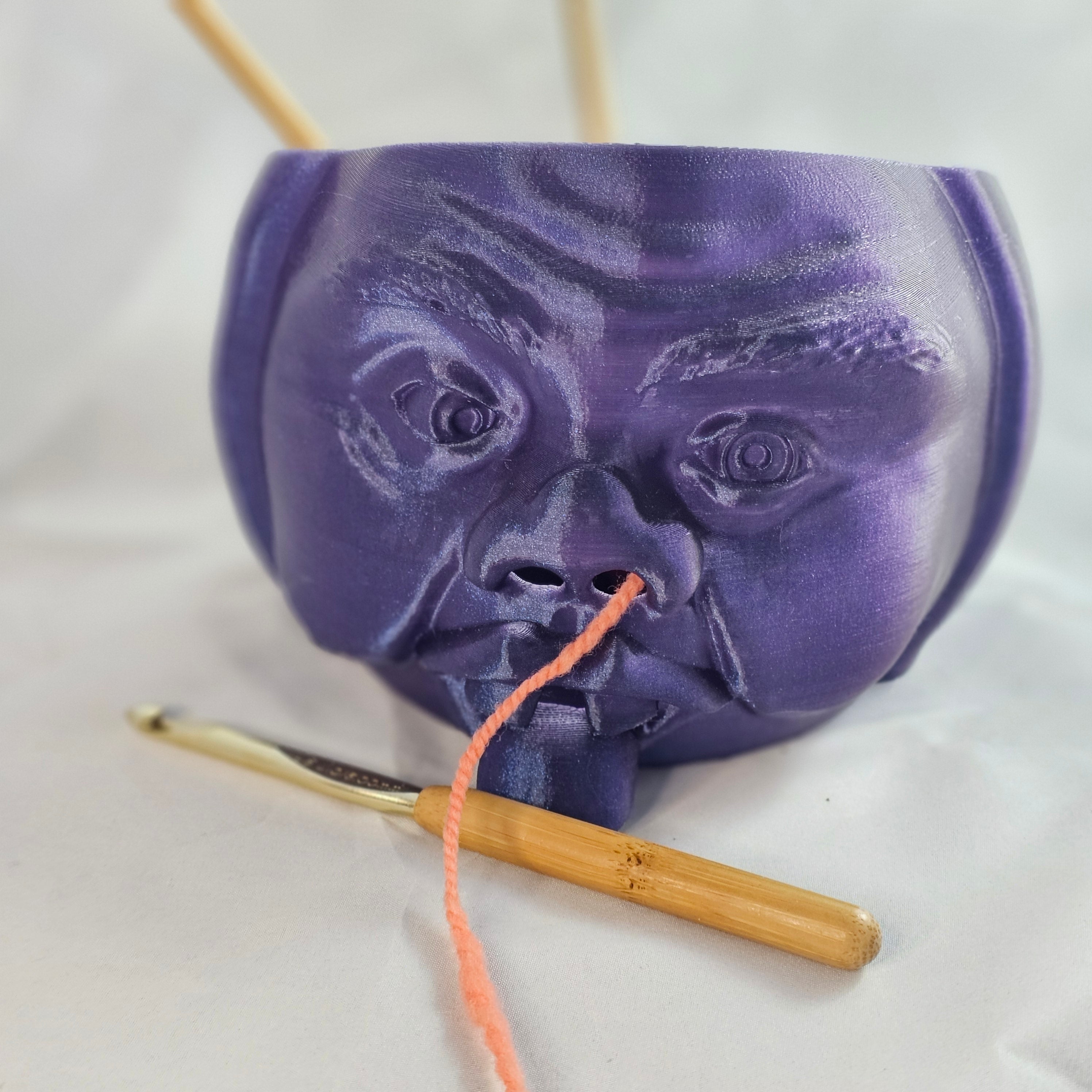 Yarn Bowl, Old Man Head, Silver, 3D printed