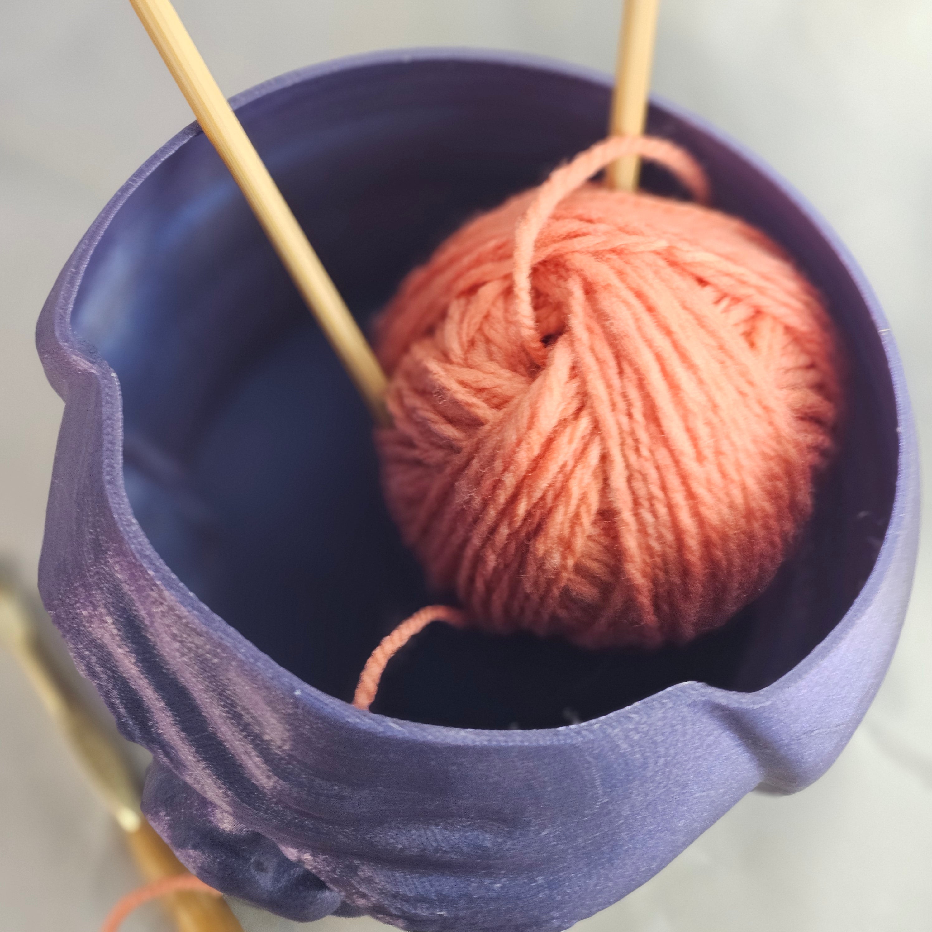 Yarn Bowl, Old Man Head, Silver, 3D printed