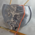 Yarn Bowl, Old Man Head, Silver, 3D printed