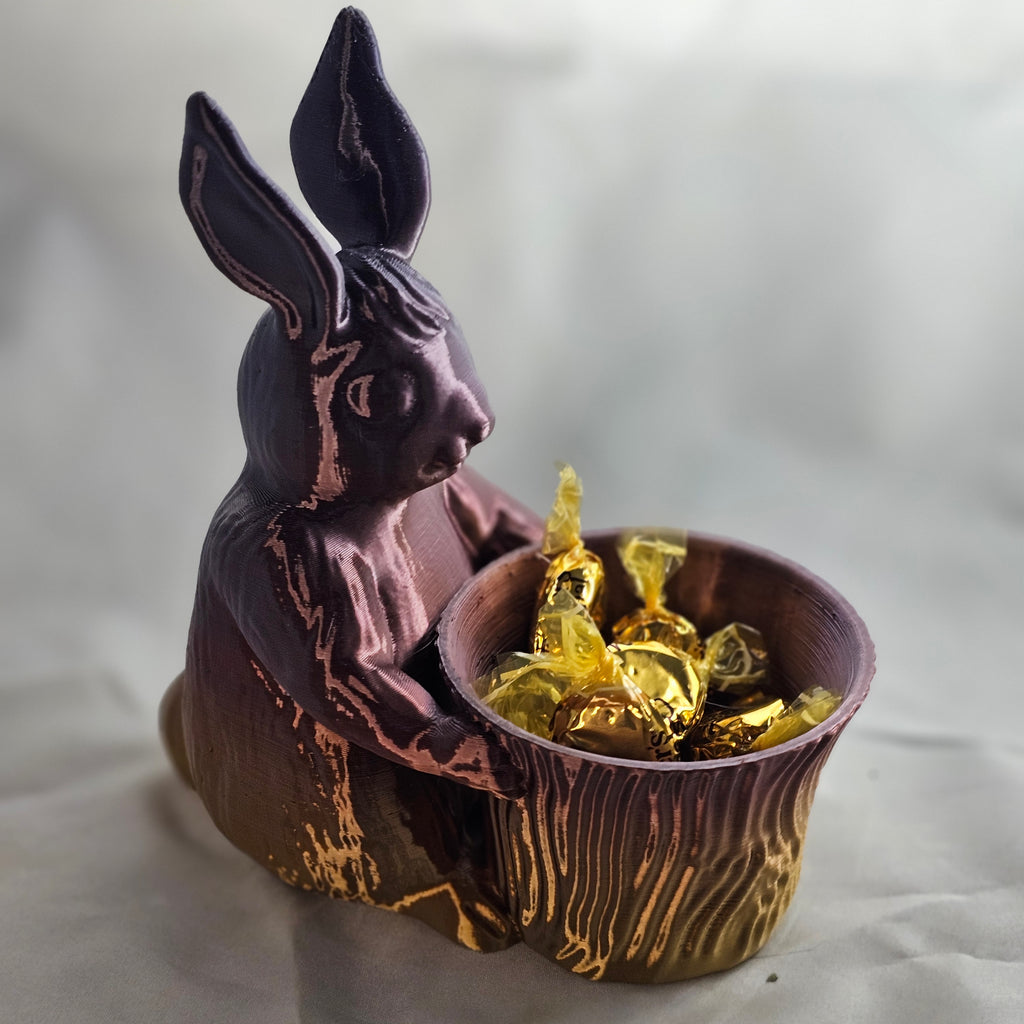3D printed Rabbit Bowl, Purple & Gold