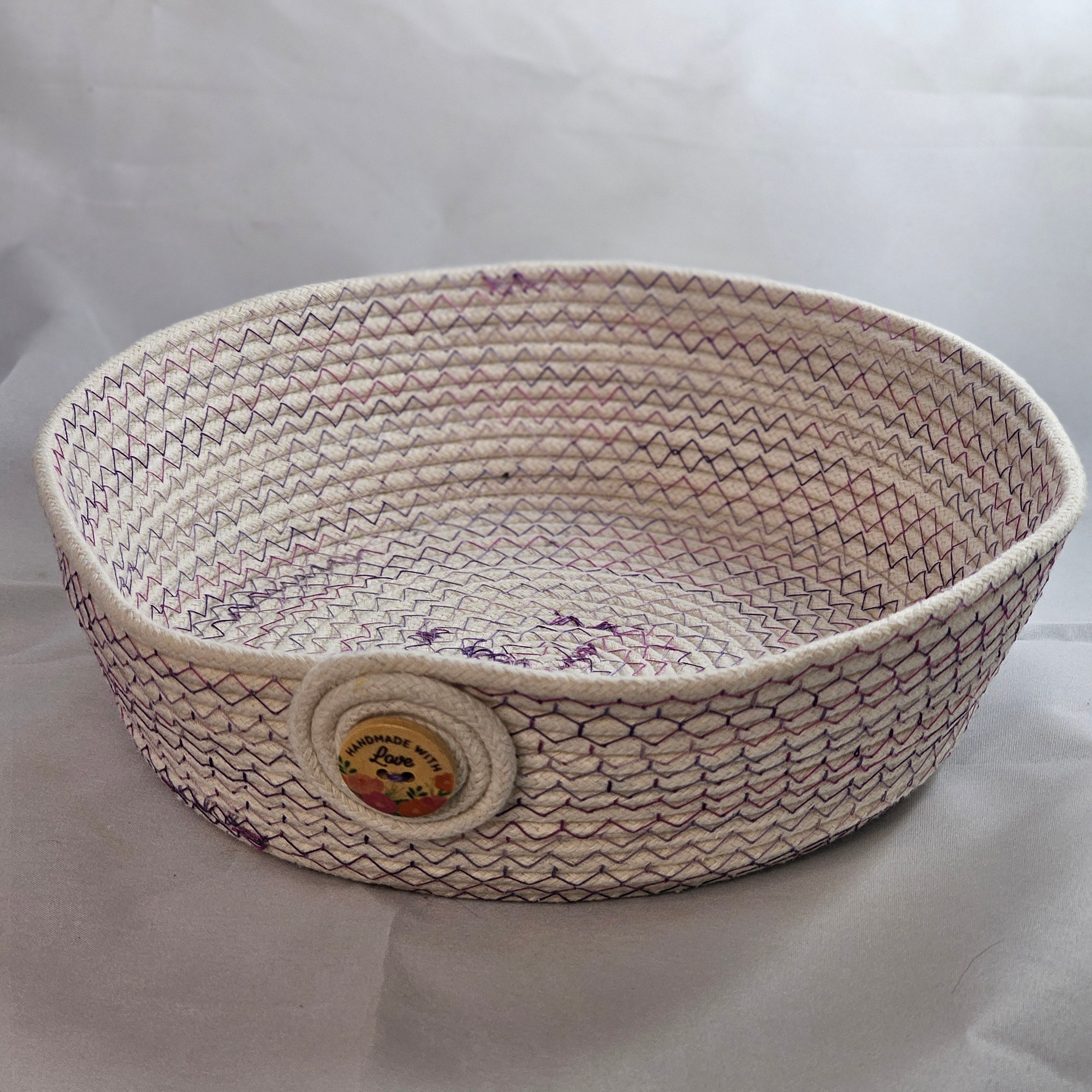 Rope Bowl, Medium Size, Variegated Purple & Cream