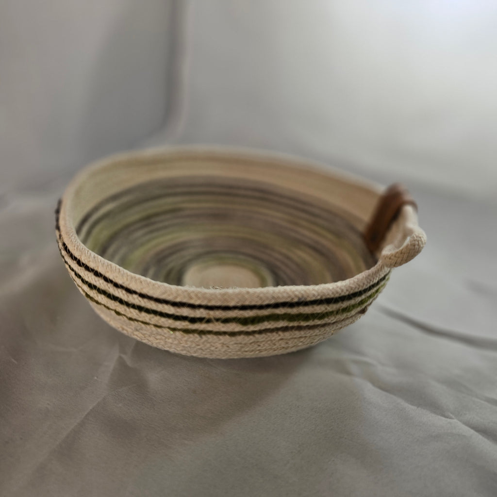 Rope Bowl, Small, Green, Brown & Cream