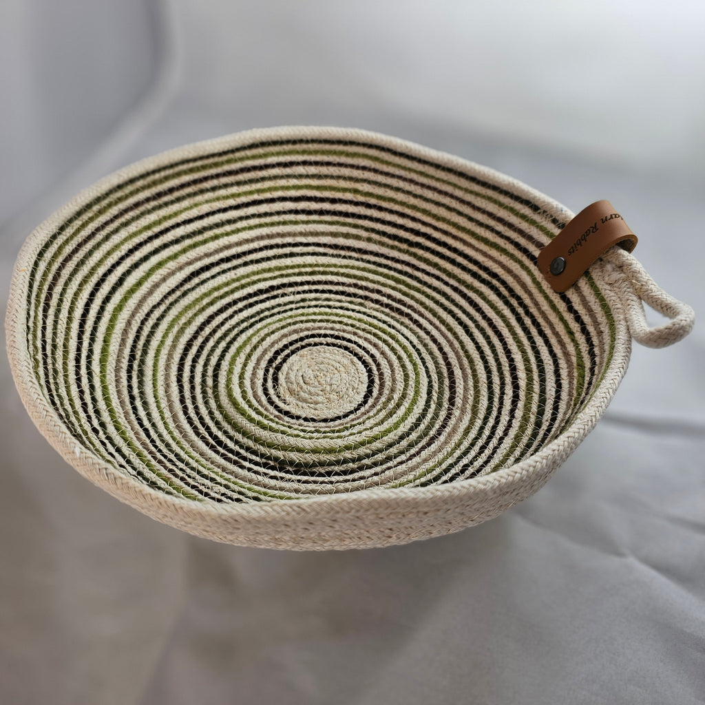 Rope Bowl, Medium, Green Brown & Cream