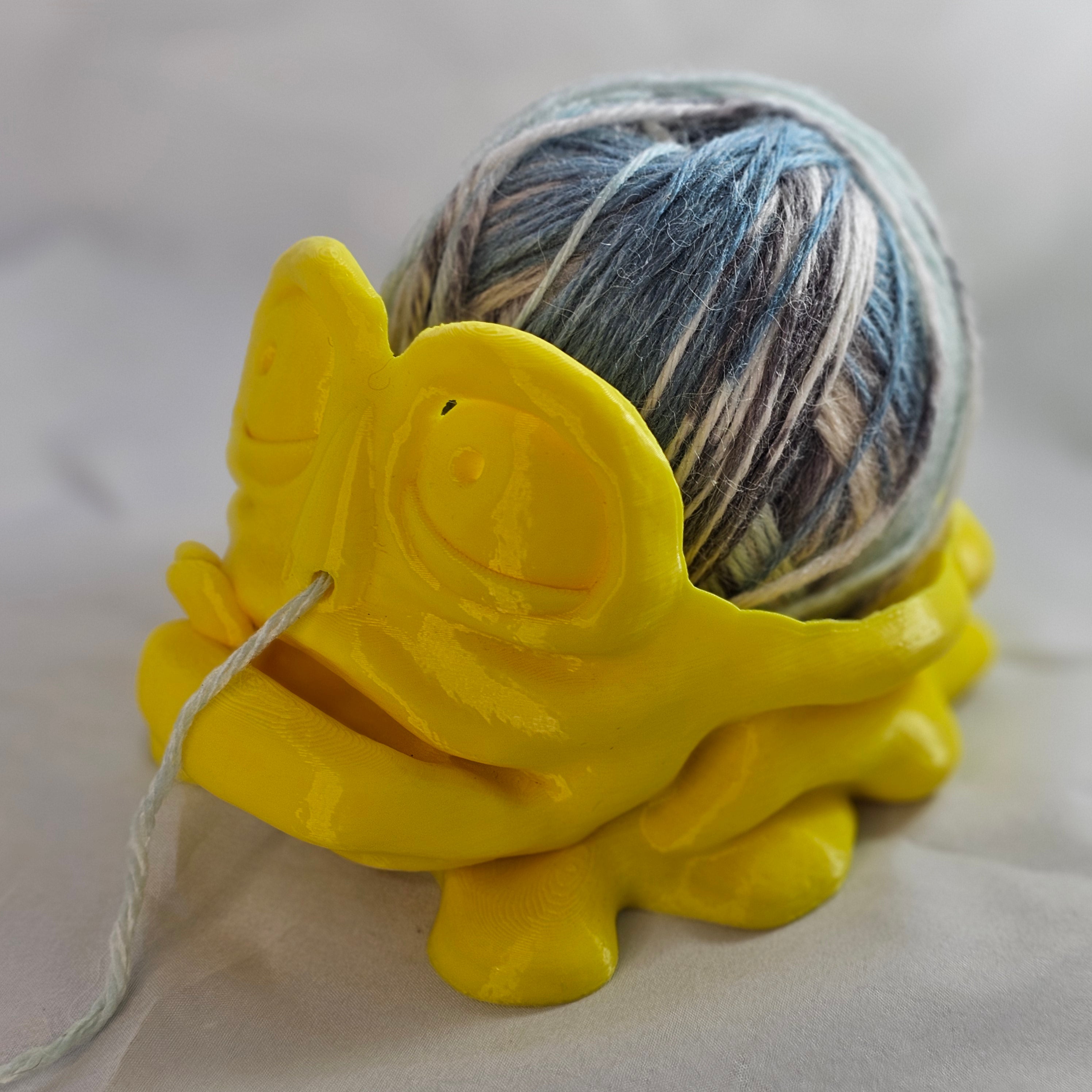 Yarn Bowl, Frogman, Yellow, 3D Printed
