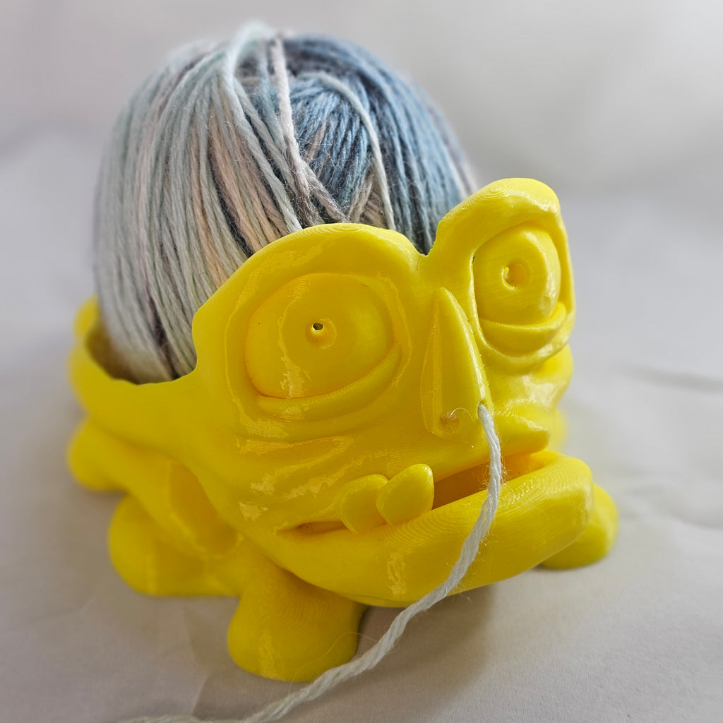 Yarn Bowl, Frogman, Yellow, 3D Printed