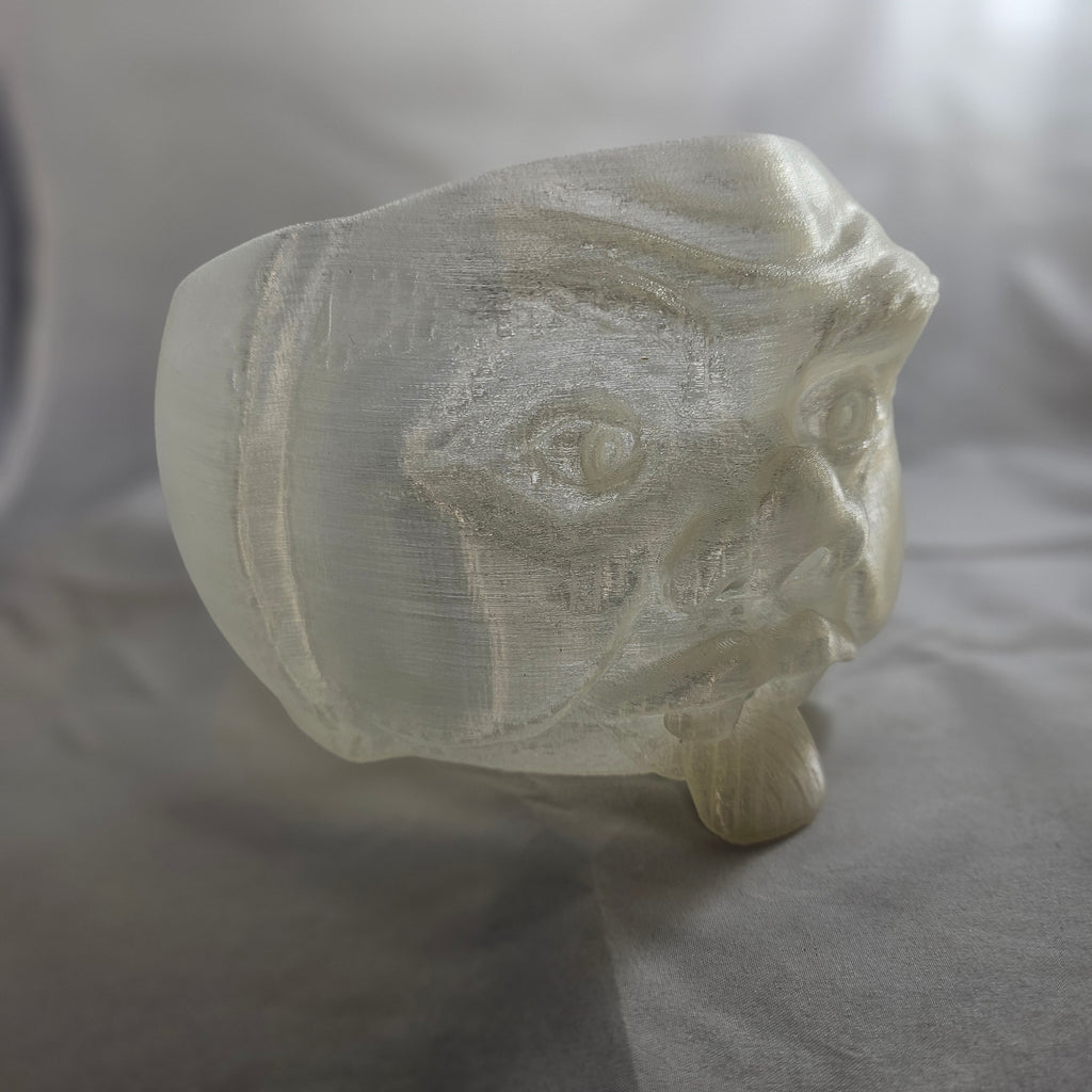 Yarn Bowl, Old Man Head, Ghost White, 3D Printed