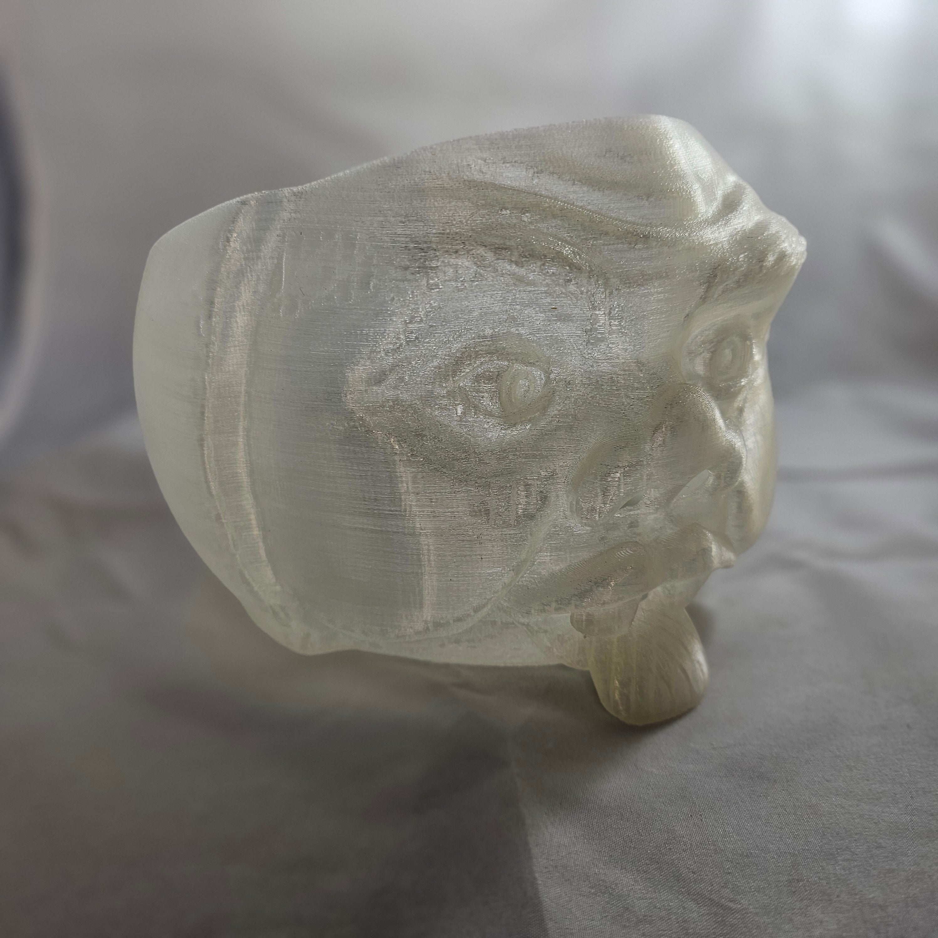 Yarn Bowl, Old Man Head, Ghost White, 3D Printed