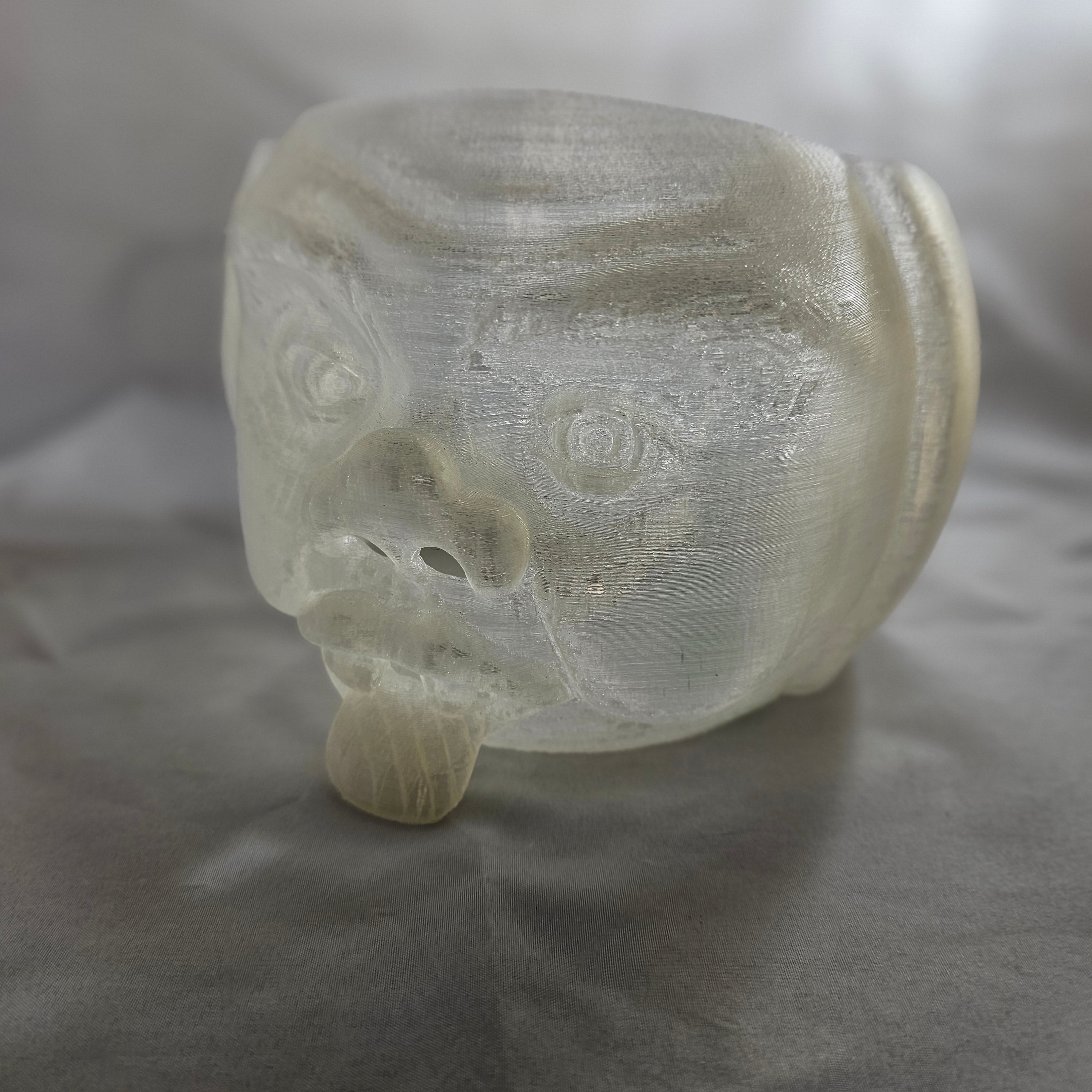 Yarn Bowl, Old Man Head, Ghost White, 3D Printed