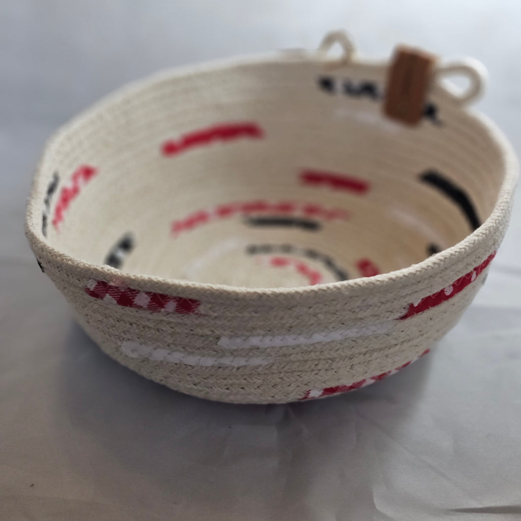 Rope Bowl, Medium, Confetti Red, Black & White