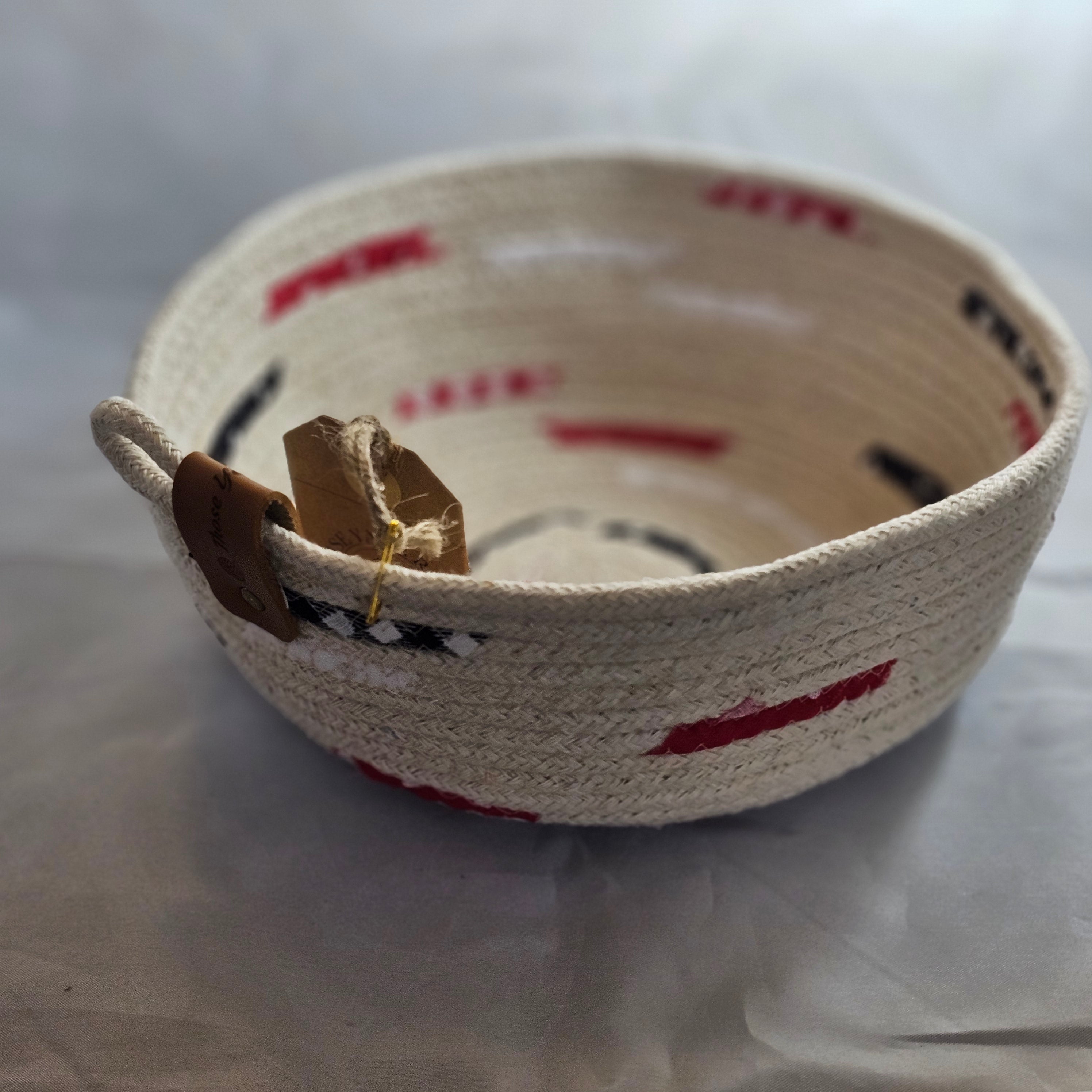 Rope Bowl, Medium, Confetti Red, Black & White