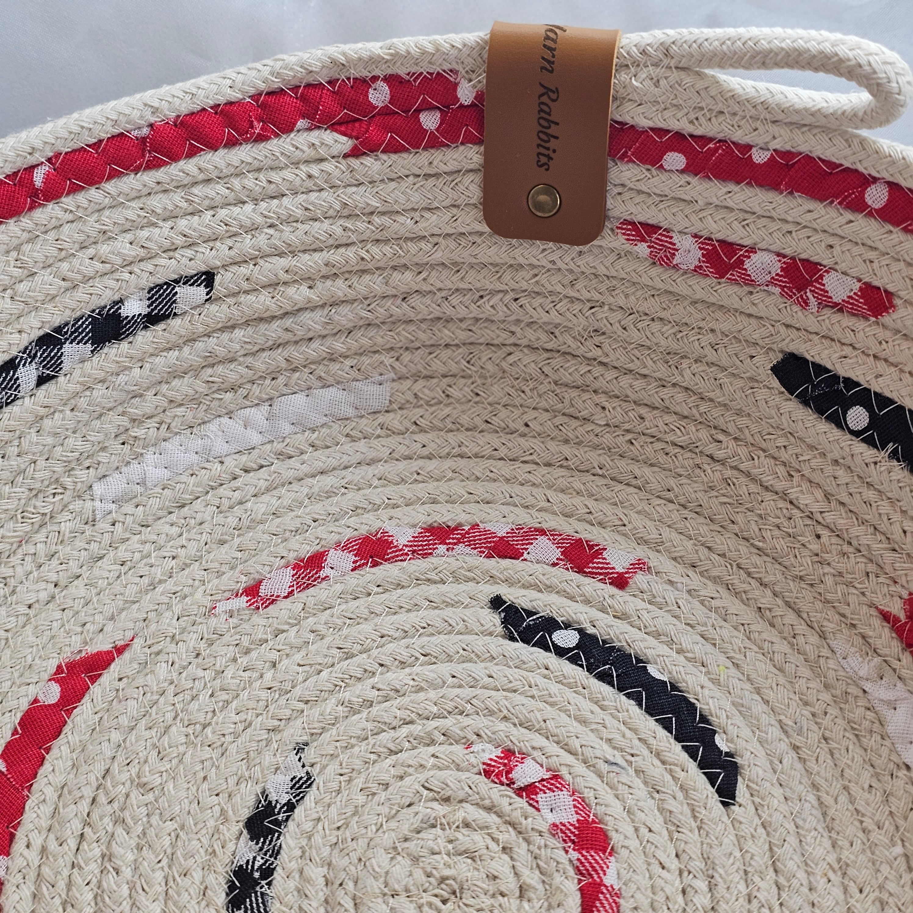 Rope Bowl, Large, Confetti Red, Black & White with Red Band