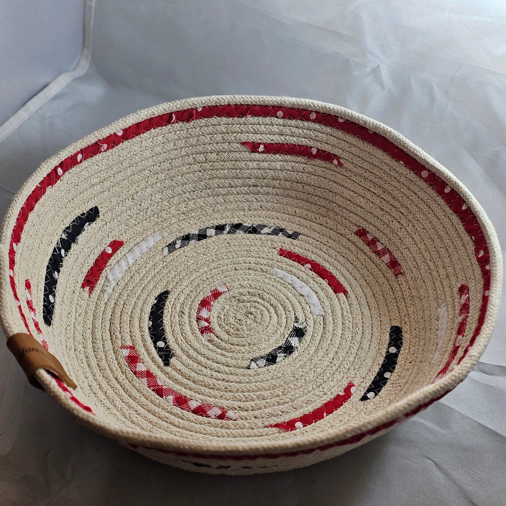 Rope Bowl, Large, Confetti Red, Black & White with Red Band