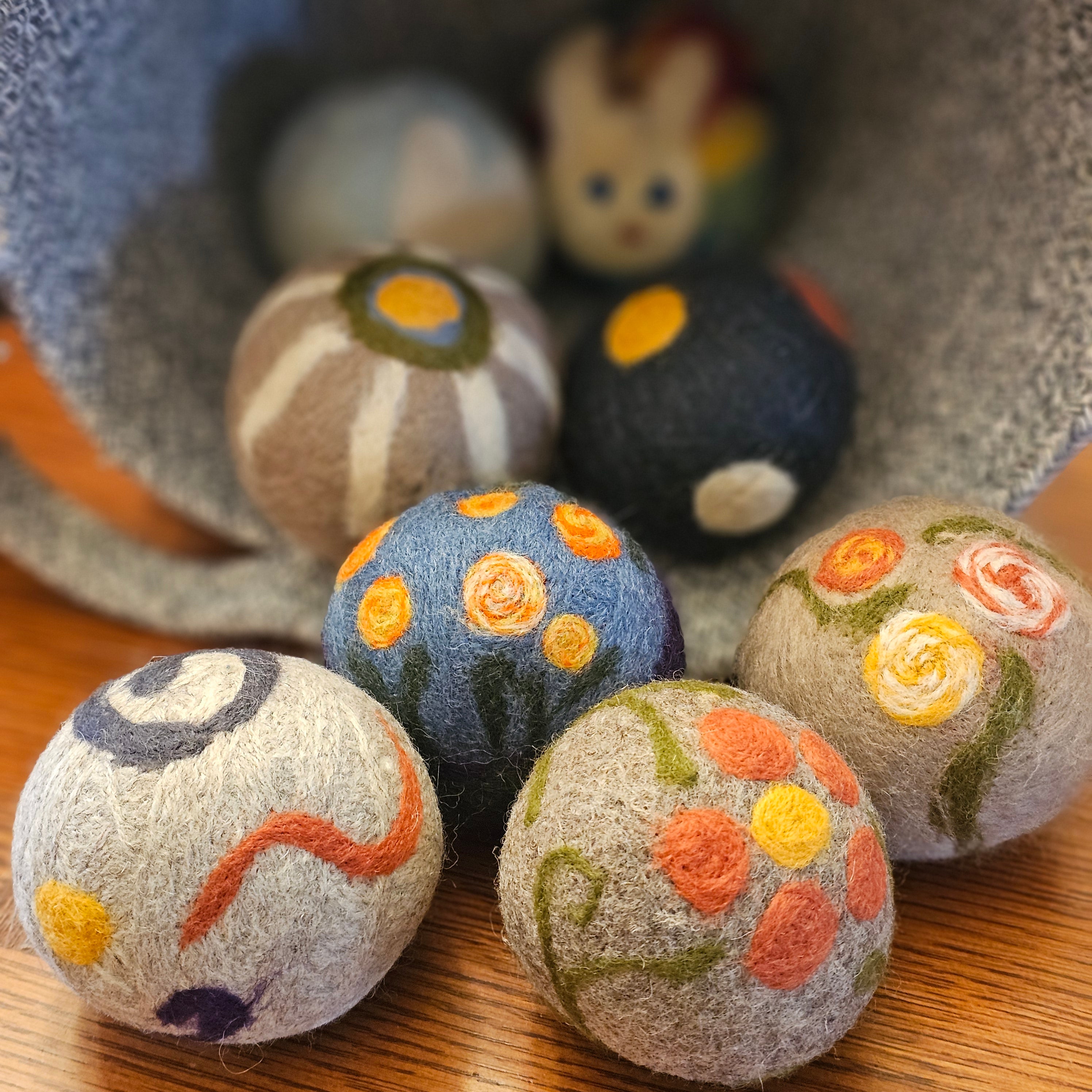 Needle Felted Wool Dryer Ball Set