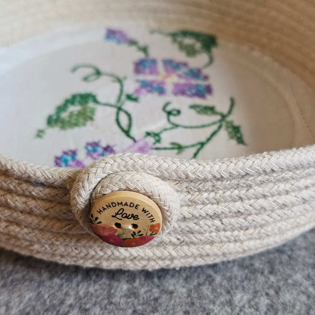Rope Bowls, Medium, Vintage Cross Stitch Fabric
