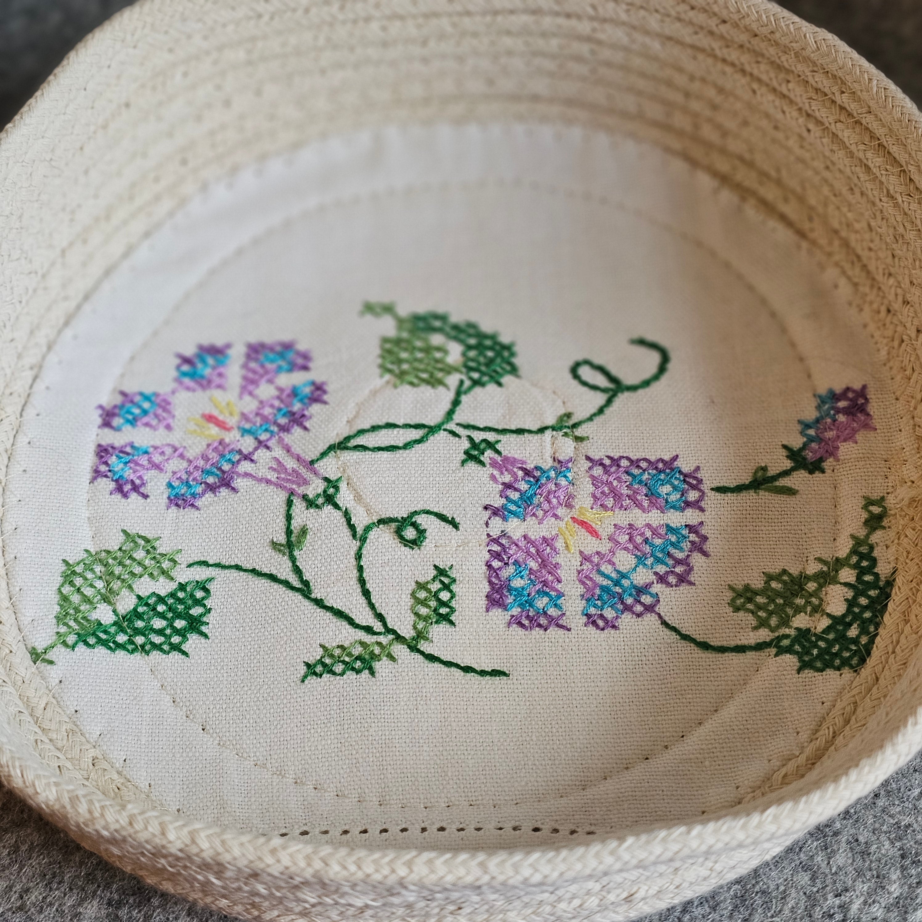 Rope Bowls, Medium, Vintage Cross Stitch Fabric