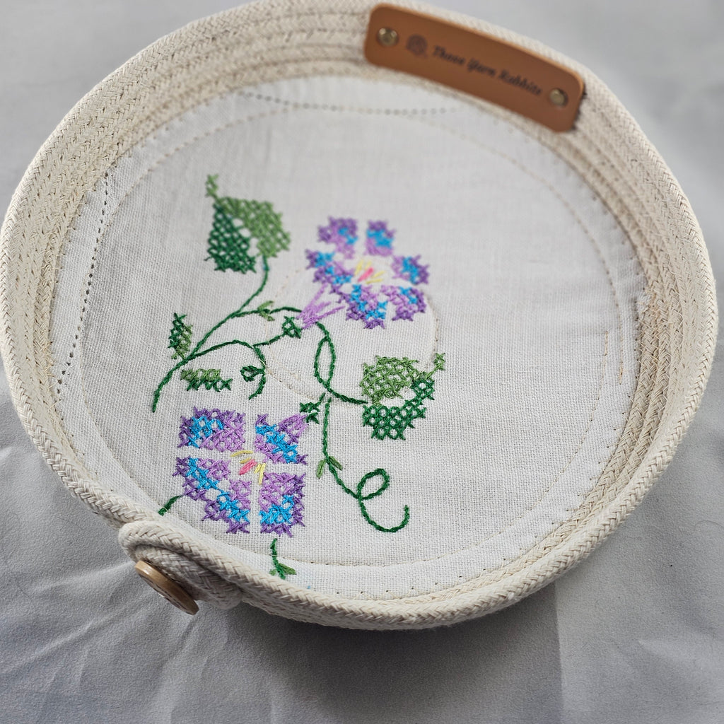Rope Bowls, Medium, Vintage Cross Stitch Fabric