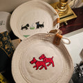 Rope Bowl, Small, Vintage Red Dog Embroidery