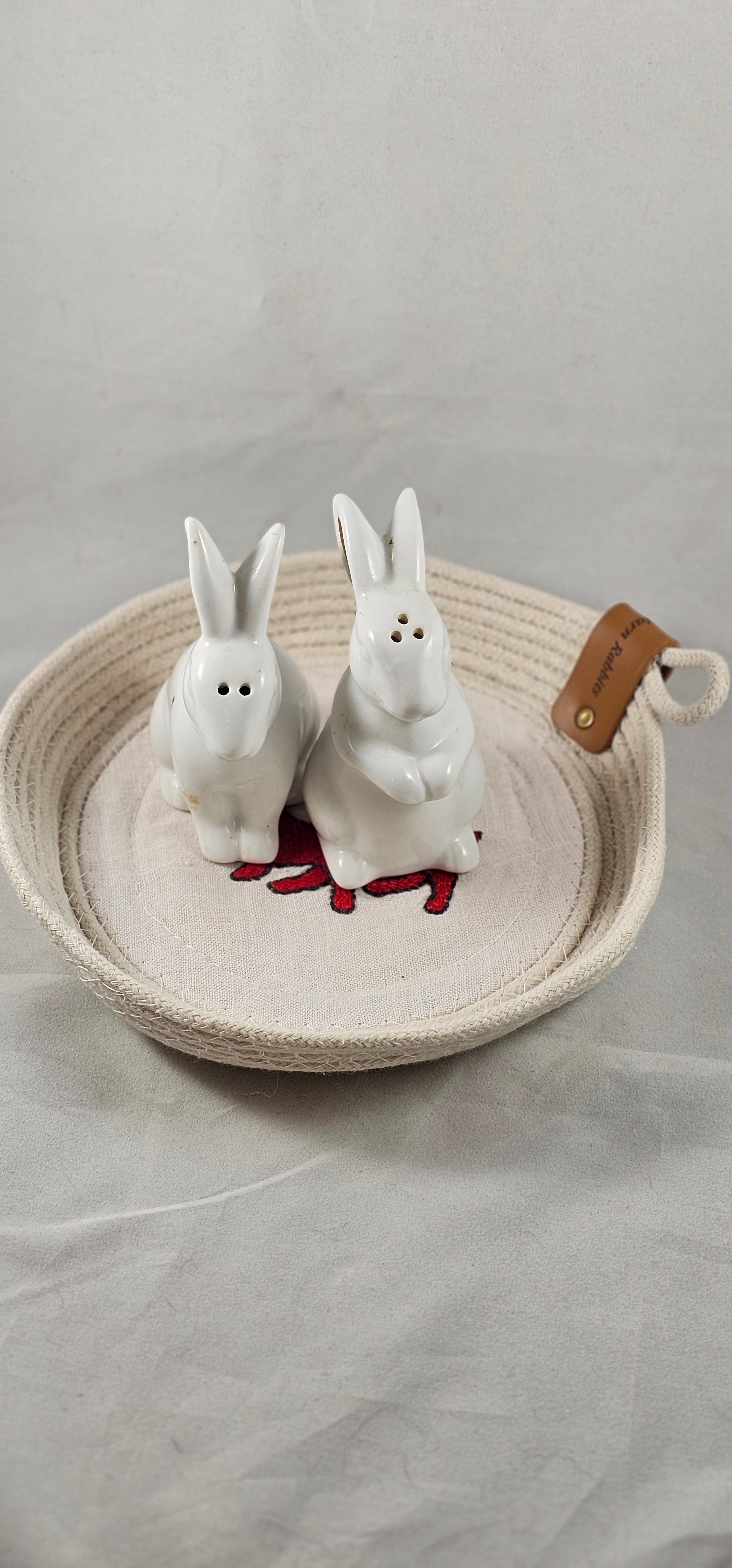 Rope Bowl, Small, Vintage Red Dog Embroidery