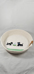 Rope Bowl, Medium, Vintage Scottie Embroidery