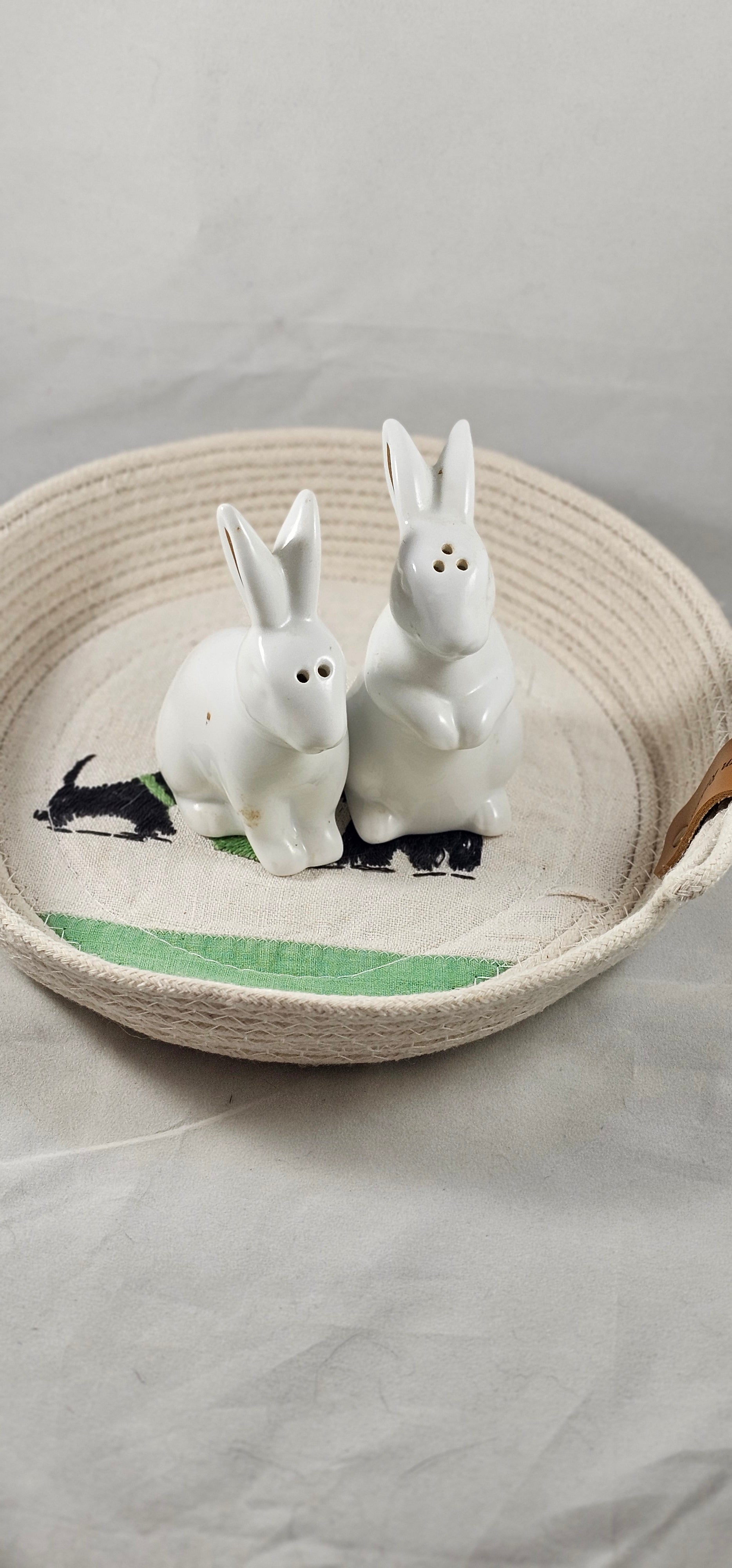 Rope Bowl, Medium, Vintage Scottie Embroidery