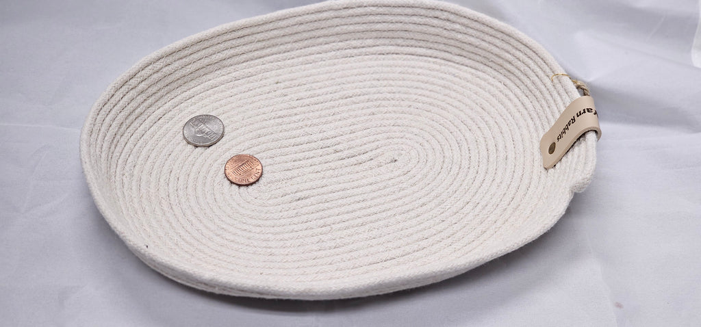 Rope bowl, small, oval, cream