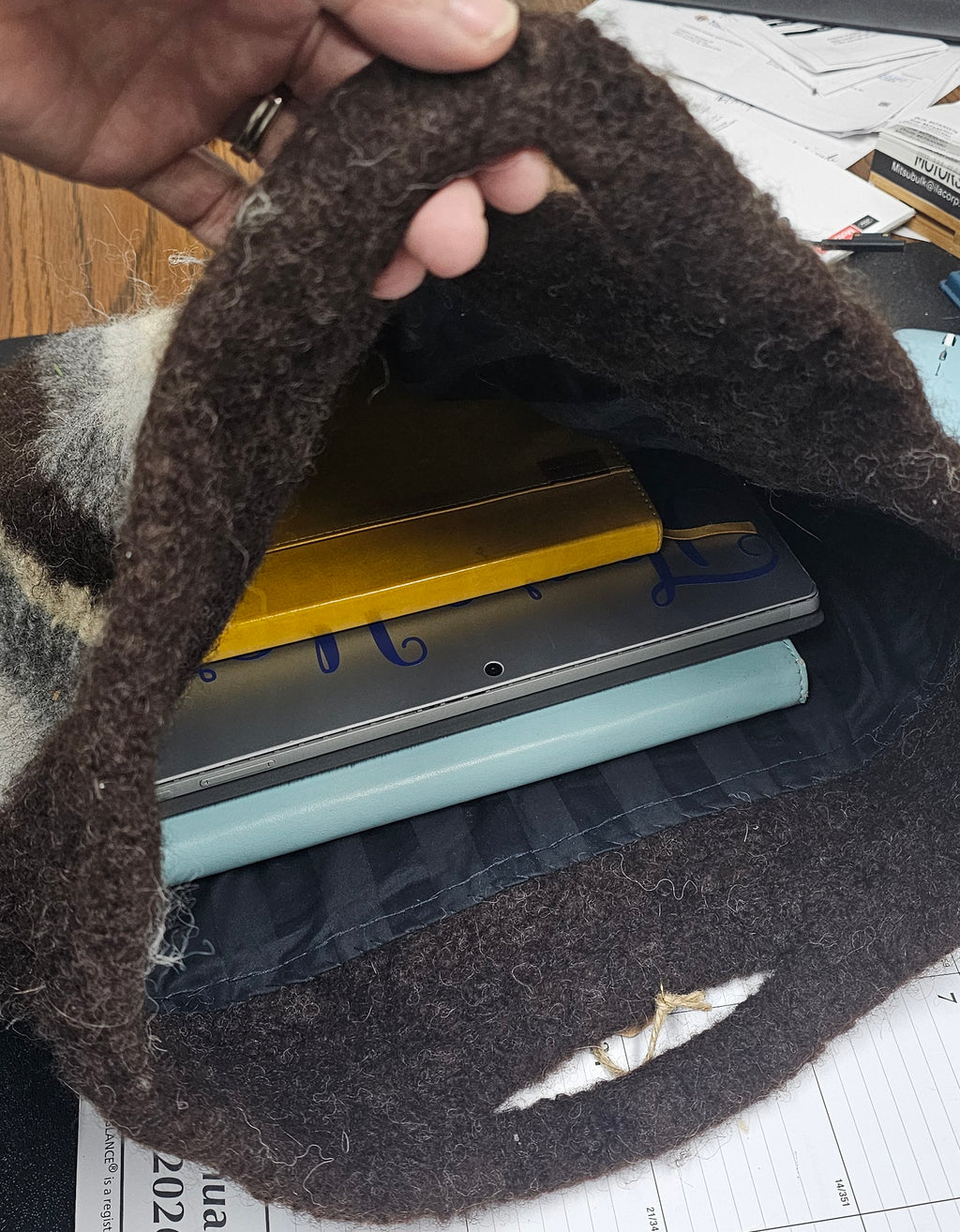 Laptop Bag, large, hand knitted, hand felted